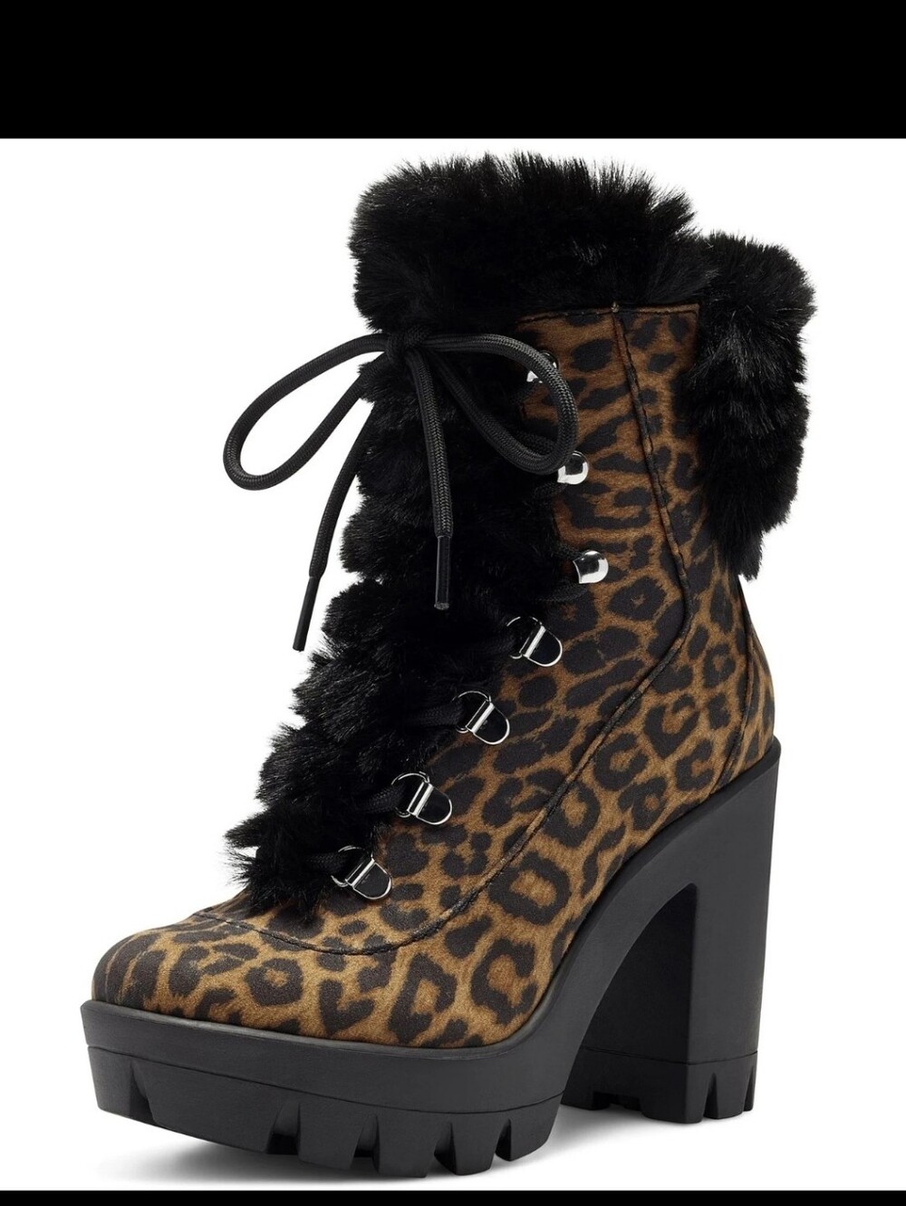 Jessica Simpson Mikah Leopard Hiker Fur Boots Sz 11 New Tag